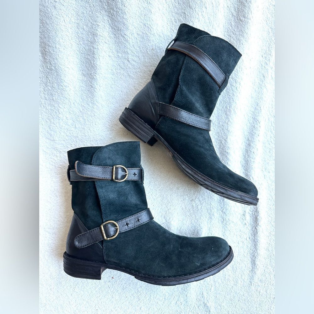 FIORENTINI‎ + BAKER Suede Boots size 41, US 11 Biker leather riding strap Italy